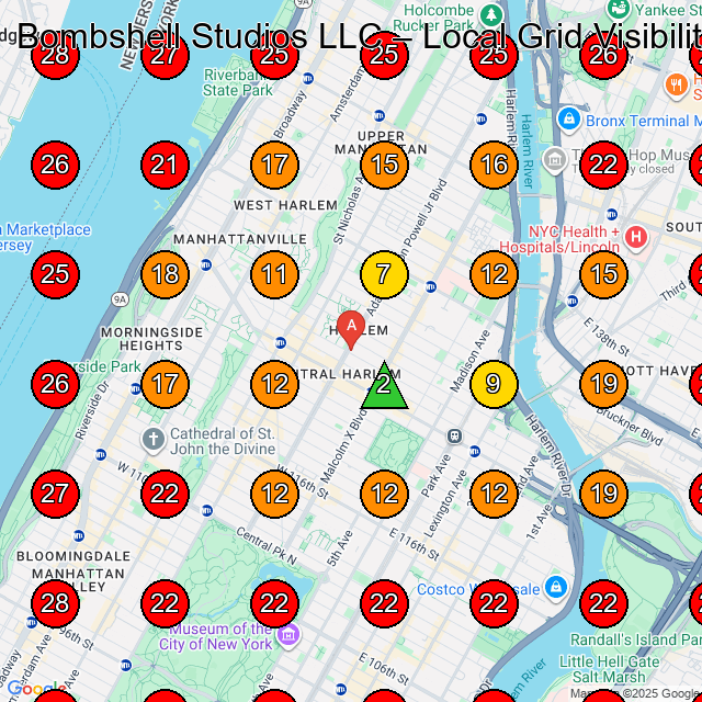 Bombshell Studios LLC GeoGrid visibility map for Beauty Salon in New York